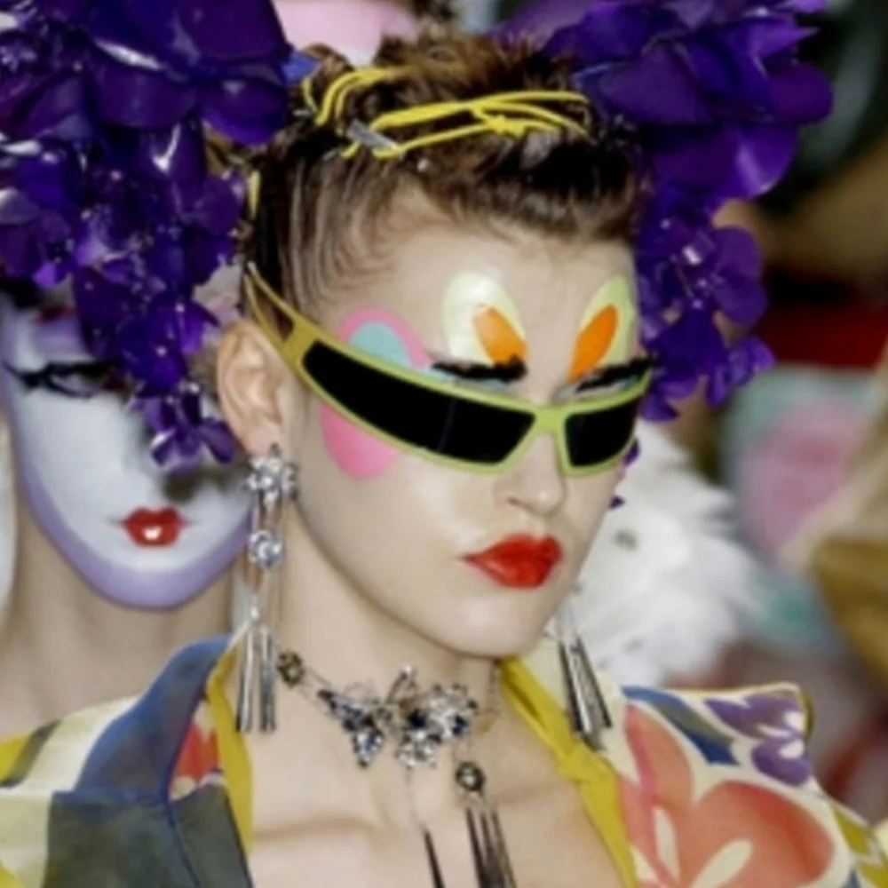 2003 Christian Dior by John Galliano Green Yellow Wrap Bandage Sunglas